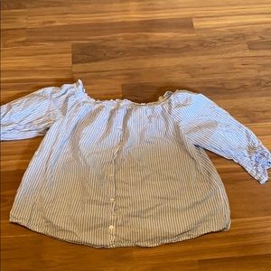 blue and white stripped t shirt